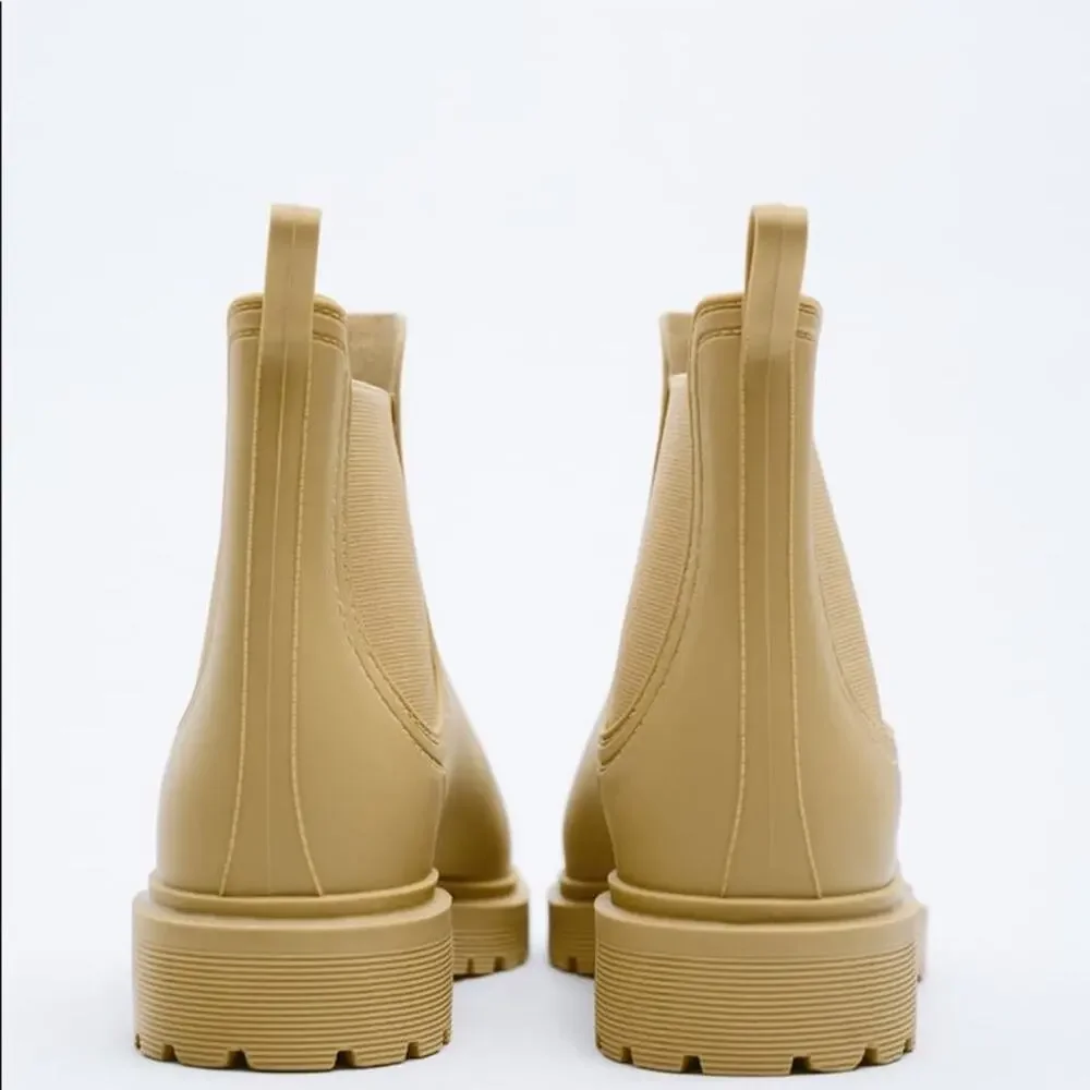 ZARA ANKLE RAIN BOOTS CAMEL BROWN